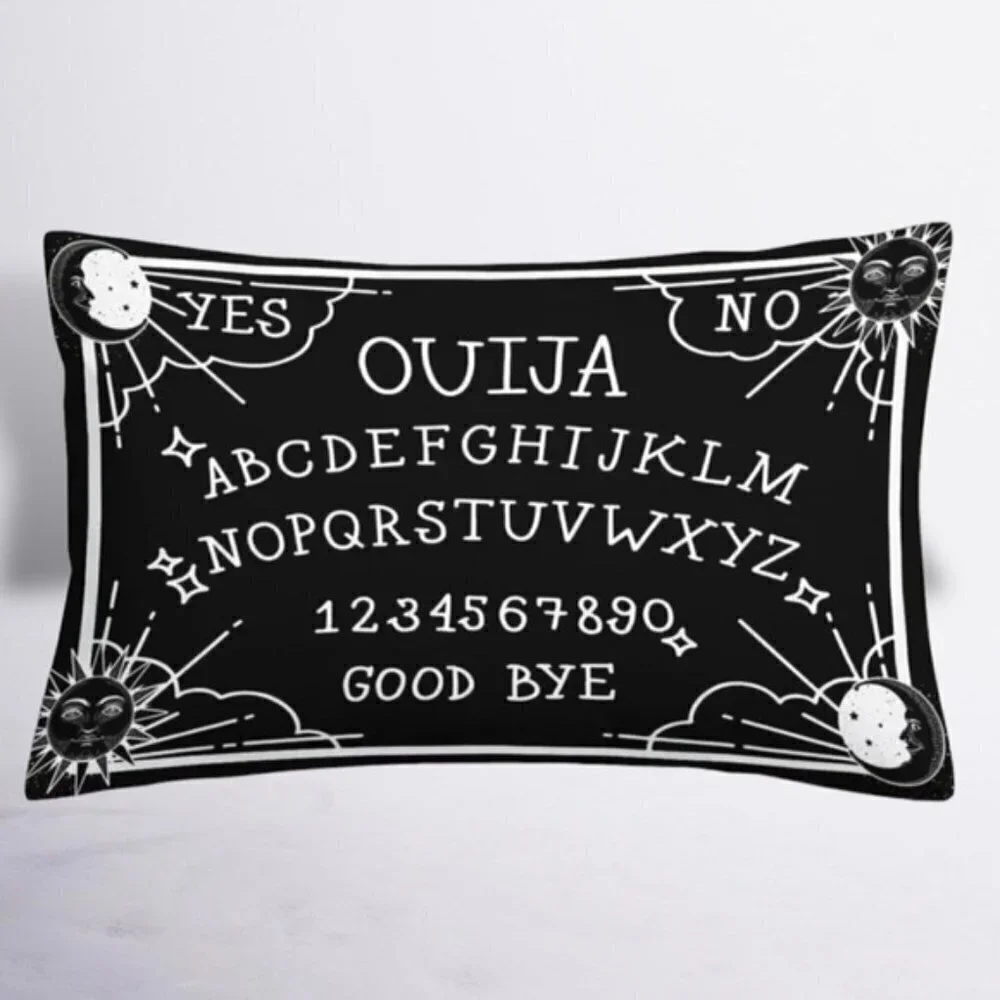 Pillow Cover Ouija Board Moon Stars Skull Black White Lumbar 19.7 in X 11.8
